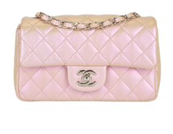 Iridescent New Mini Single Flap, Leather, Pink, H90LU84E, 3